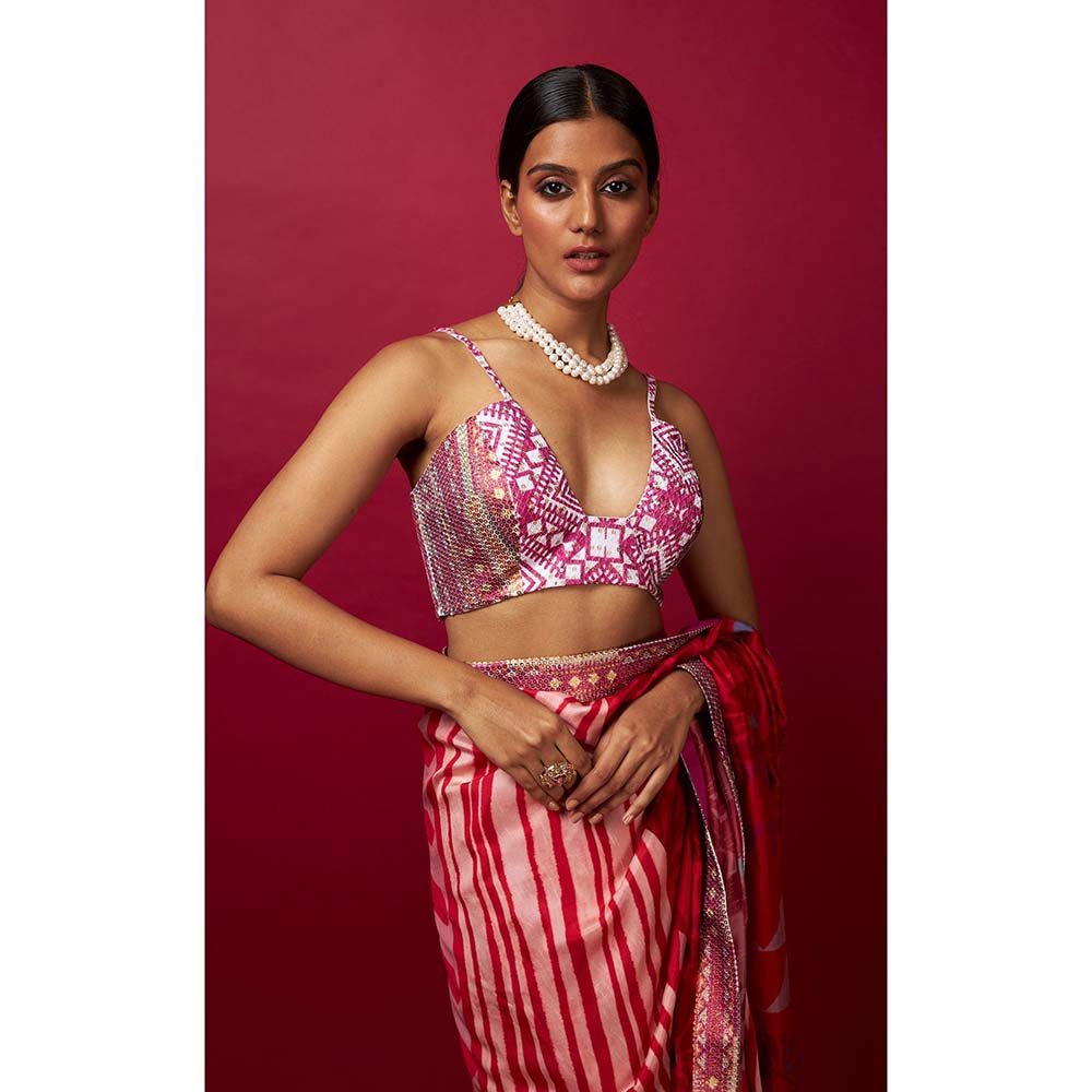 Vedika M Multi-Color Saree with Stitched Blouse