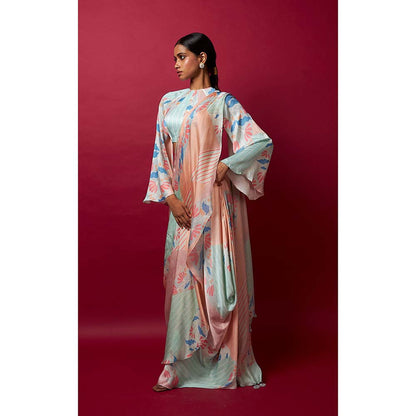Vedika M Multi-Color Pre Stitched Saree with Stitched Blouse