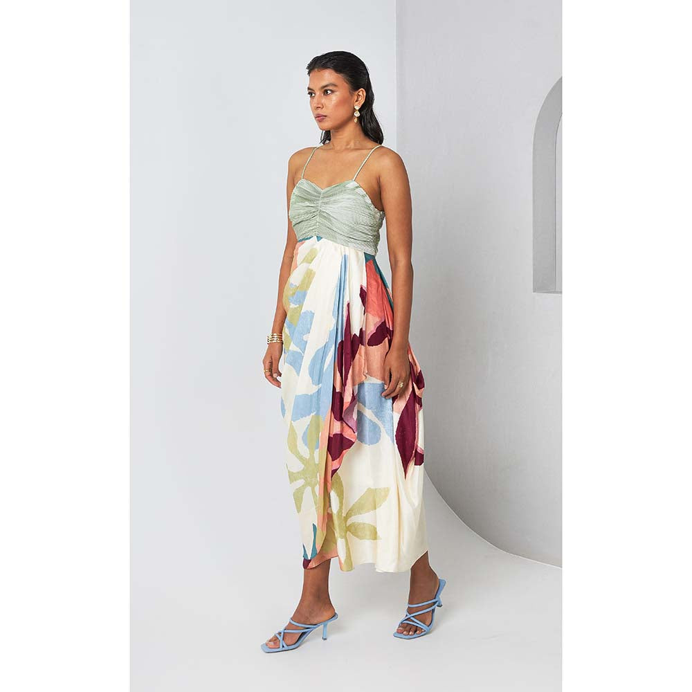 Vedika M Multi-Colour Floral Printed Drape Dress