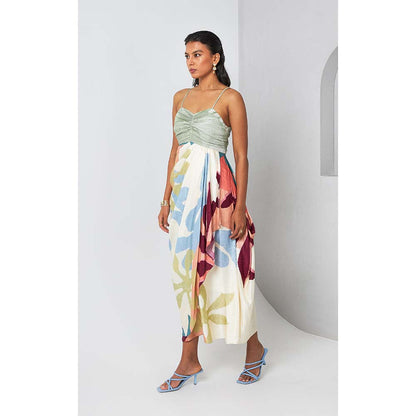 Vedika M Multi-Colour Floral Printed Drape Dress