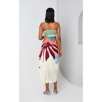 Vedika M Multi-Colour Floral Printed Drape Dress