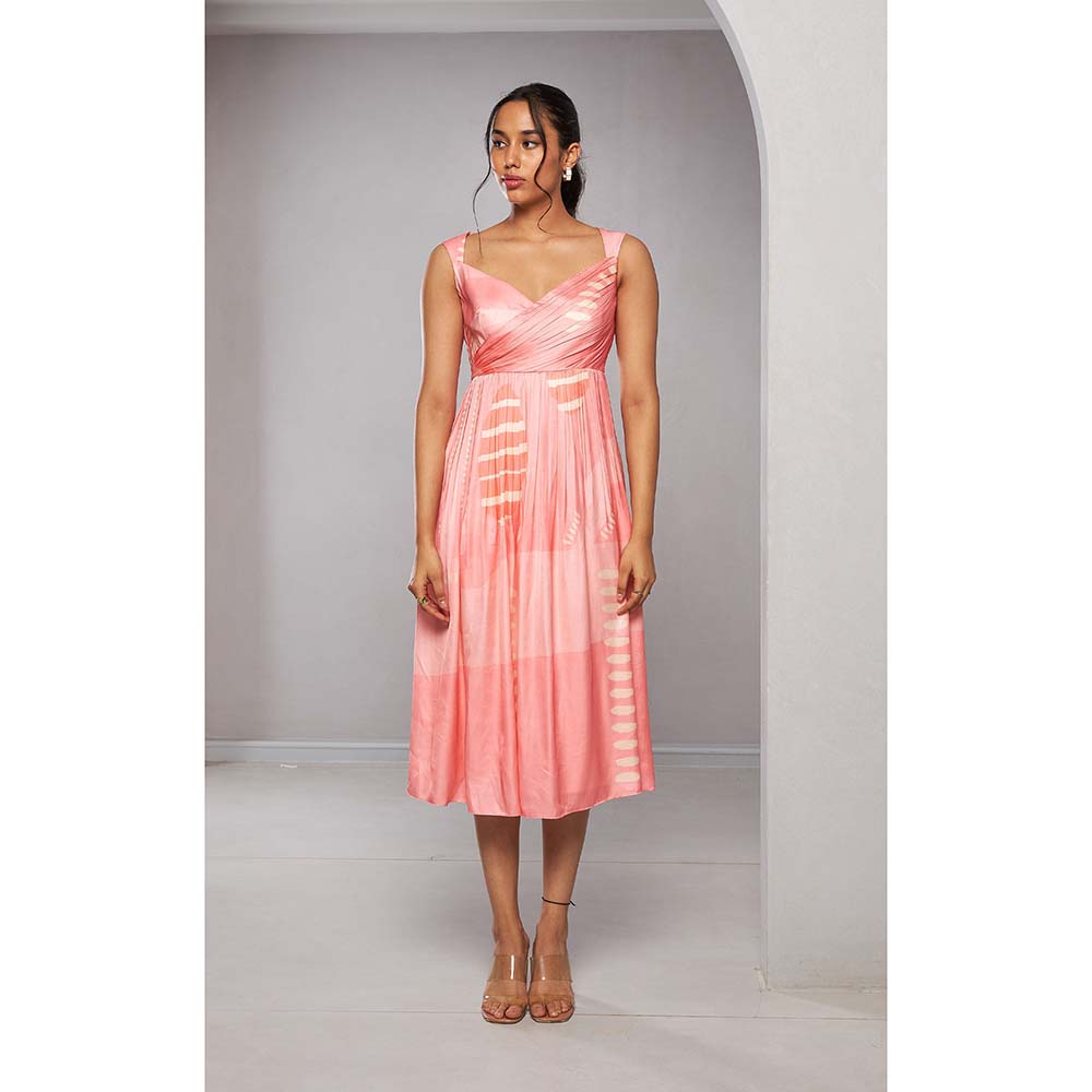 Vedika M Pink Printed Midi Dress