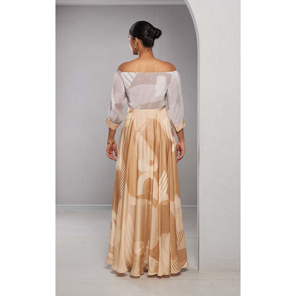 Vedika M Beige Printed Long Dress