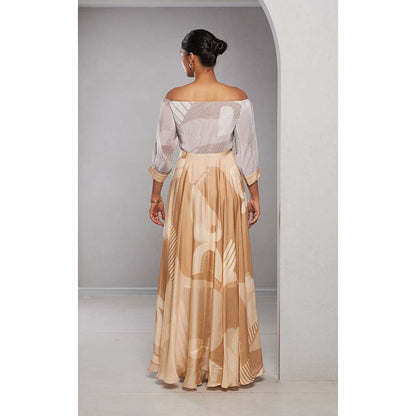 Vedika M Beige Printed Long Dress