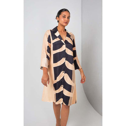 Vedika M Black Print Shirt Dress