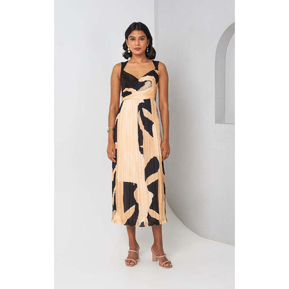 Vedika M Beige Printed Midi Dress