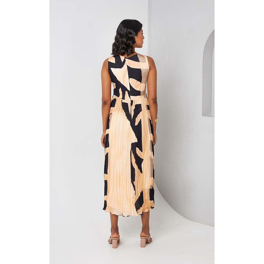 Vedika M Beige Printed Midi Dress
