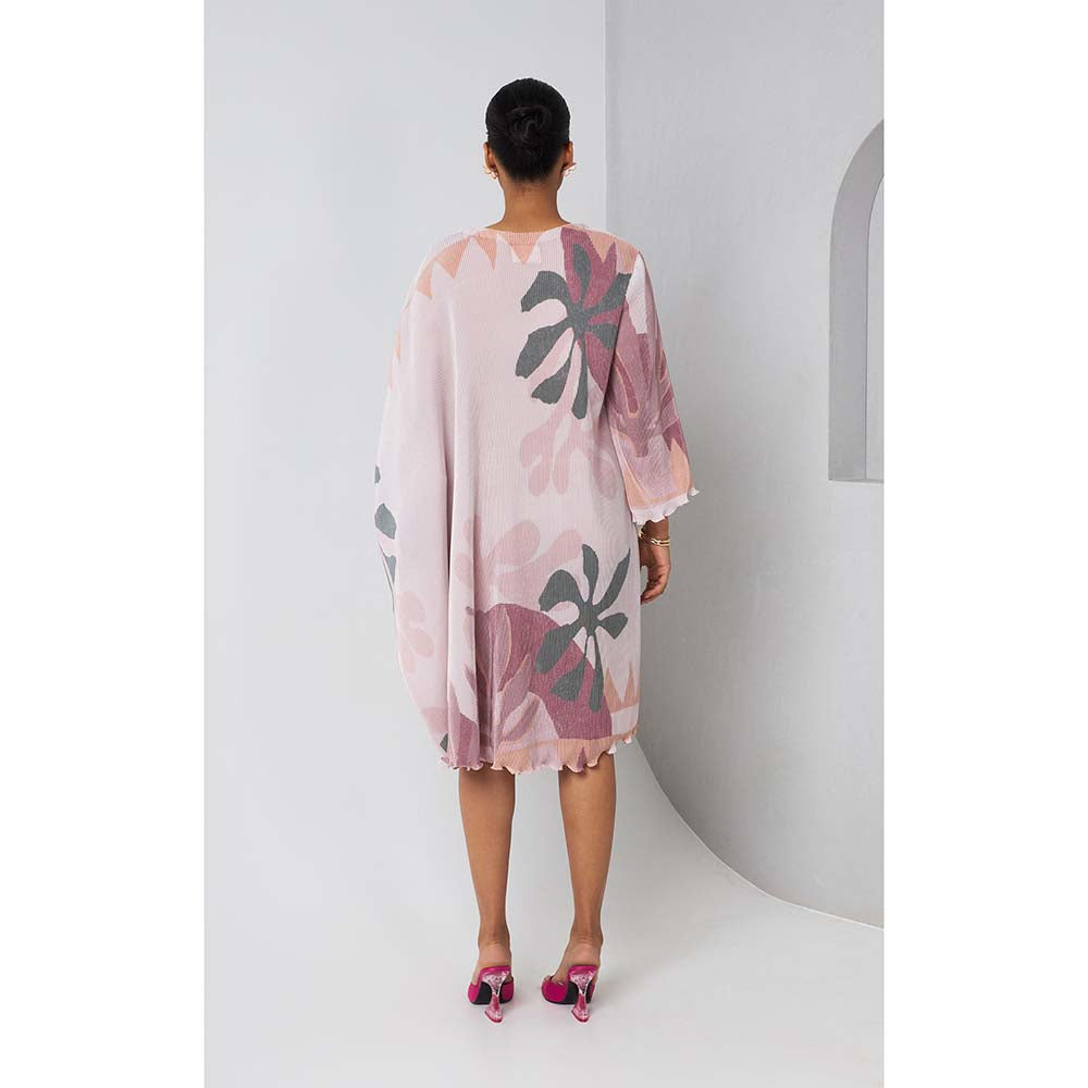 Vedika M Lavender Micro Pleated Drape Dress