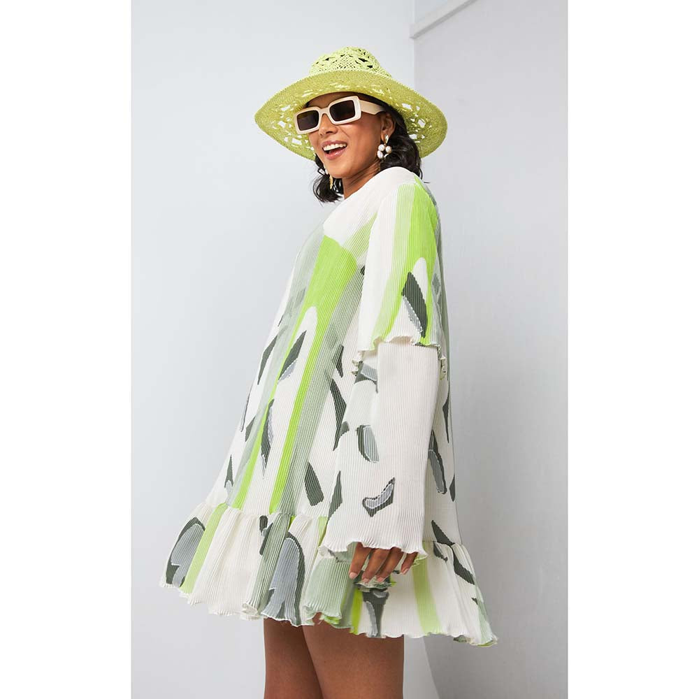 Vedika M Green Micro Printed Short Dress