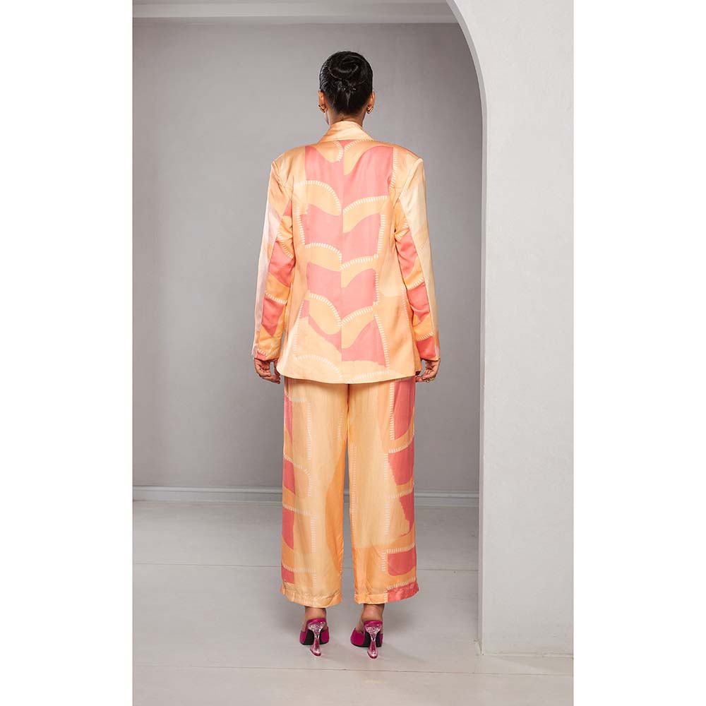 Vedika M Orange Monotone Blazer with Bustier and Pant (Set of 3)