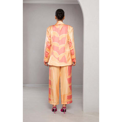 Vedika M Orange Monotone Blazer with Bustier and Pant (Set of 3)