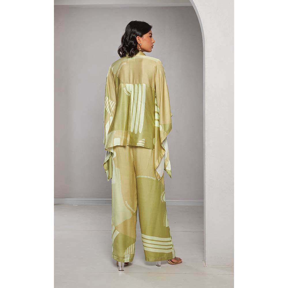 Vedika M Green Printed Satin Co-Ord (Set of 2)