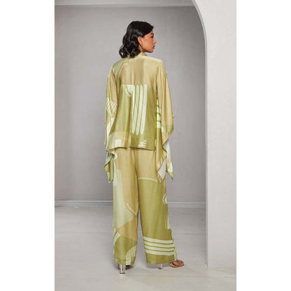 Vedika M Green Printed Satin Co-Ord (Set of 2)