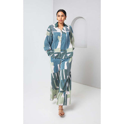 Vedika M Blue Micro Printed Co-Ord (Set of 2)