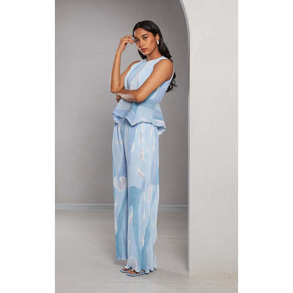 Vedika M Micro Printed Blue Co-Ord (Set of 2)