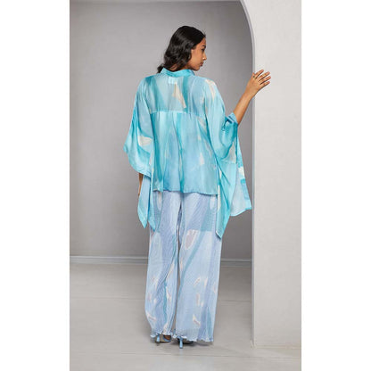 Vedika M Blue Printed Pleated Co-Ord (Set of 2)
