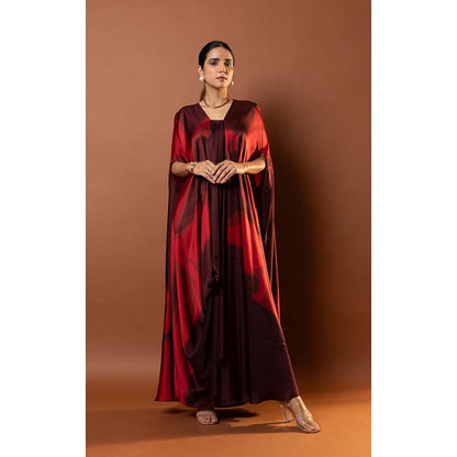 Vedika M Maroon Printed Kaftan Dress