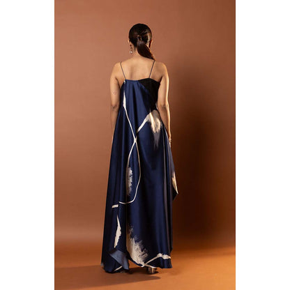 Vedika M Blue Printed Draped Dress