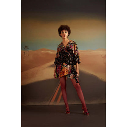 Verb Black Marika Wrap Mini Dress