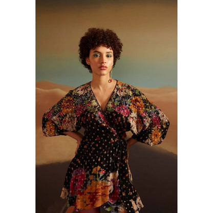 Verb Black Marika Wrap Mini Dress