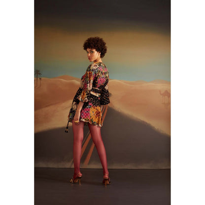 Verb Black Marika Wrap Mini Dress