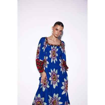 Verb Blue Tatiana Tier Midi Dress