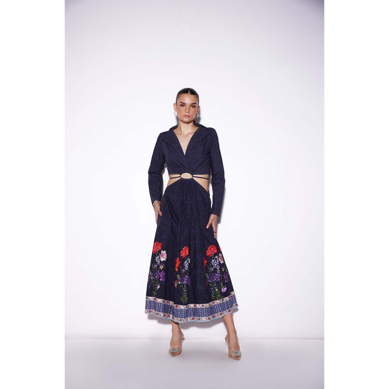 Verb Navy Blue Piera Cutout Maxi Dress