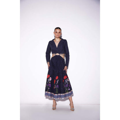 Verb Navy Blue Piera Cutout Maxi Dress