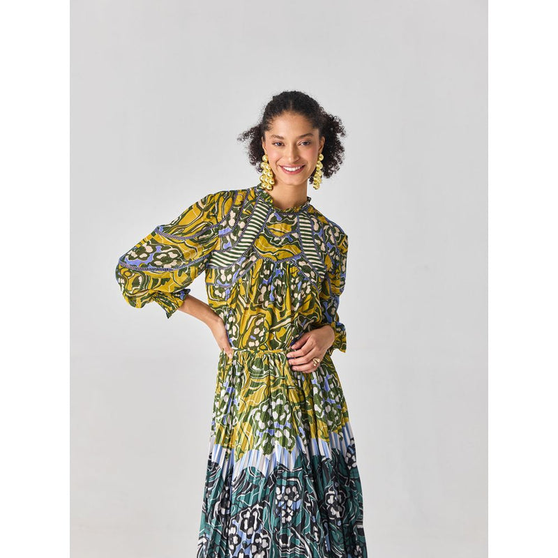 Verb Sharvi Yellow Printed Top