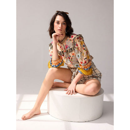 Verb Beige Vama Printed Shirt