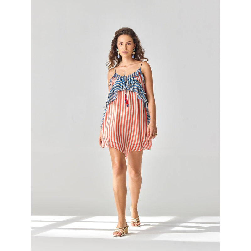 Verb Orange Stripes Printed Naomi Mini Dress