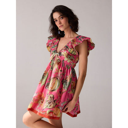 Verb Pink Floral Printed Nirvi Mini Dress
