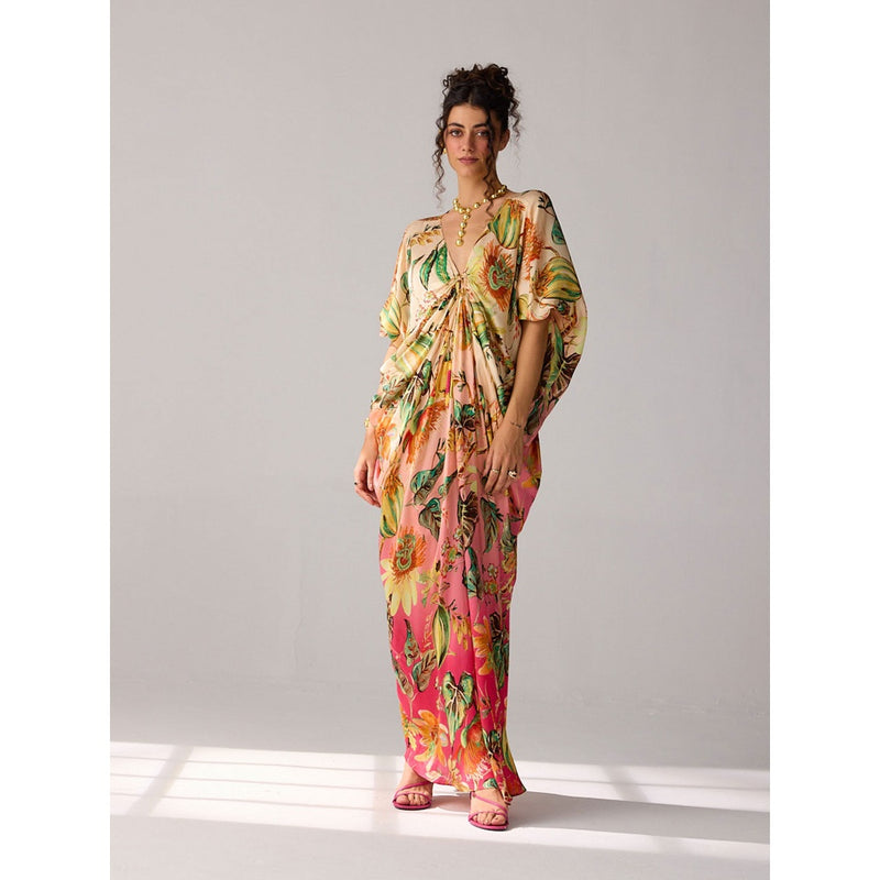 Verb Pink Floral Printed Amiya Kaftan Dress