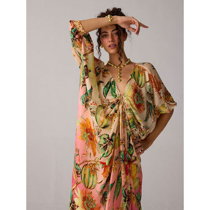 Verb Pink Floral Printed Amiya Kaftan Dress