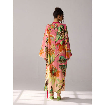 Verb Red Printed Tie-Up Neck Alani Dress