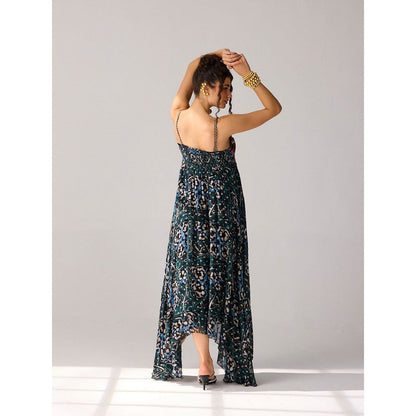 Verb Hand Embroidered Willow Asymmetrical Maxi Dress