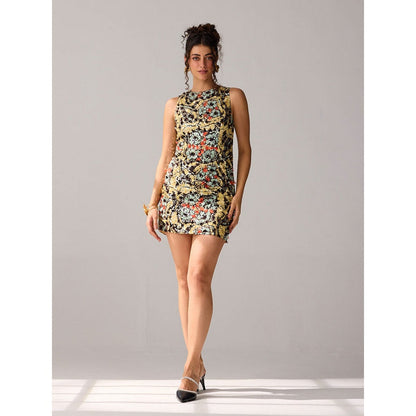 Verb Yellow Embellished Andrea Mini Dress