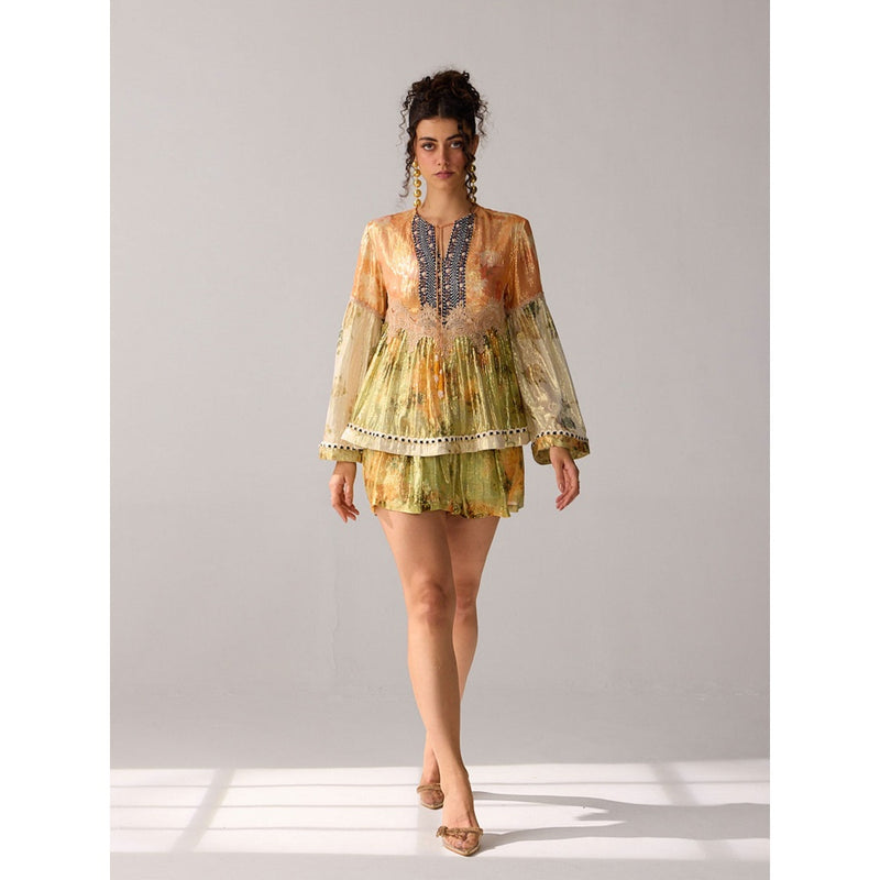 Verb Multi-Color Printed Zari Astrid Peplum Top