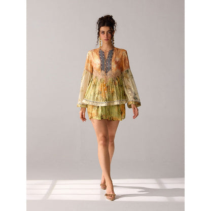 Verb Multi-Color Printed Zari Astrid Peplum Top