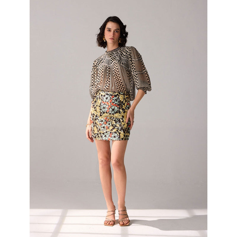 Verb Floral Printed and Embellished Mini Aria Skirt