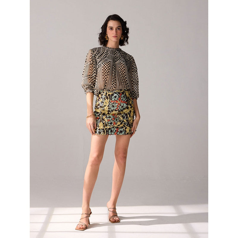 Verb Floral Printed and Embellished Mini Aria Skirt