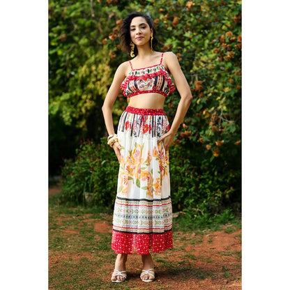 Verb Iris Embroidered Crop Top With Skirt