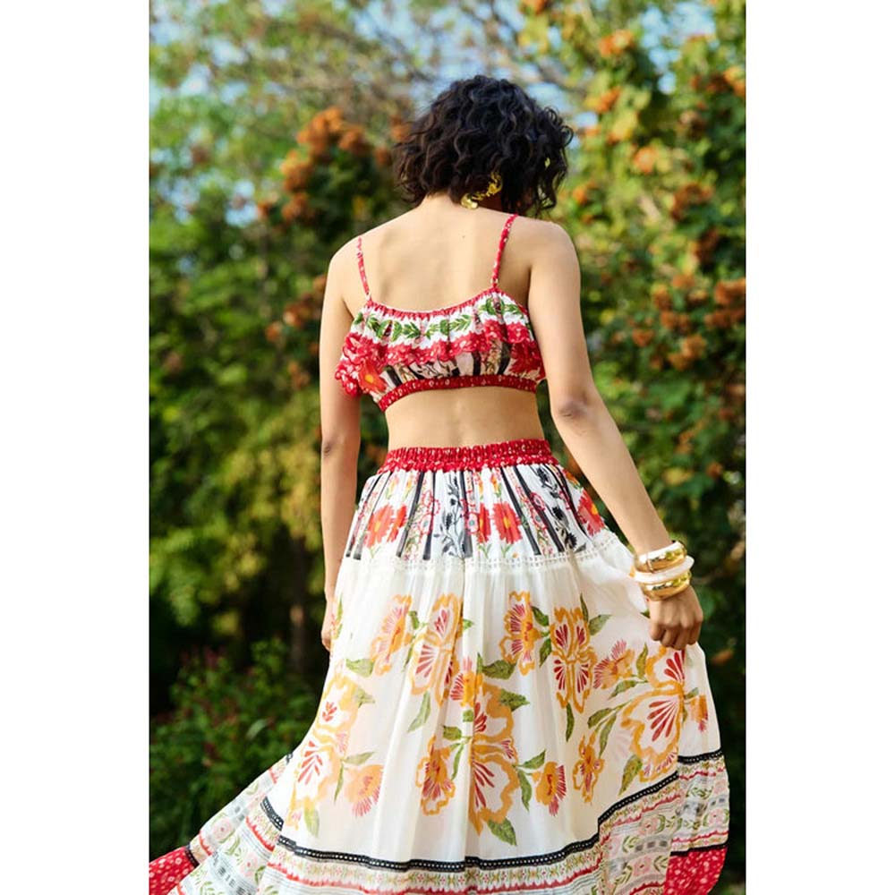 Verb Iris Embroidered Crop Top With Skirt