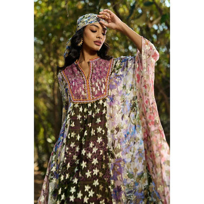 Verb Black Karissa Embroidered Kaftan Dress