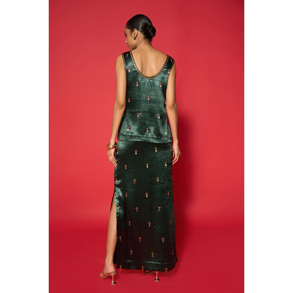 Verb Green Prina Embroidered Skirt