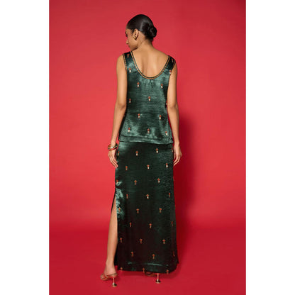 Verb Green Prina Embroidered Skirt