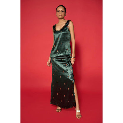 Verb Green Prina Embroidered Skirt