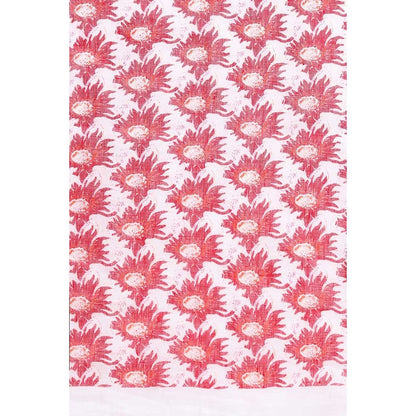 Via East French Rose Floral Linen Saree with Unstitched Blouse