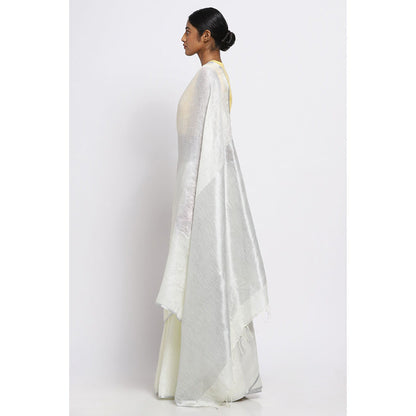 Via East Yellow Linen Saree with Unstitched Blouse