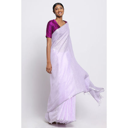Via East Lavender Linen Saree with Unstitched Blouse